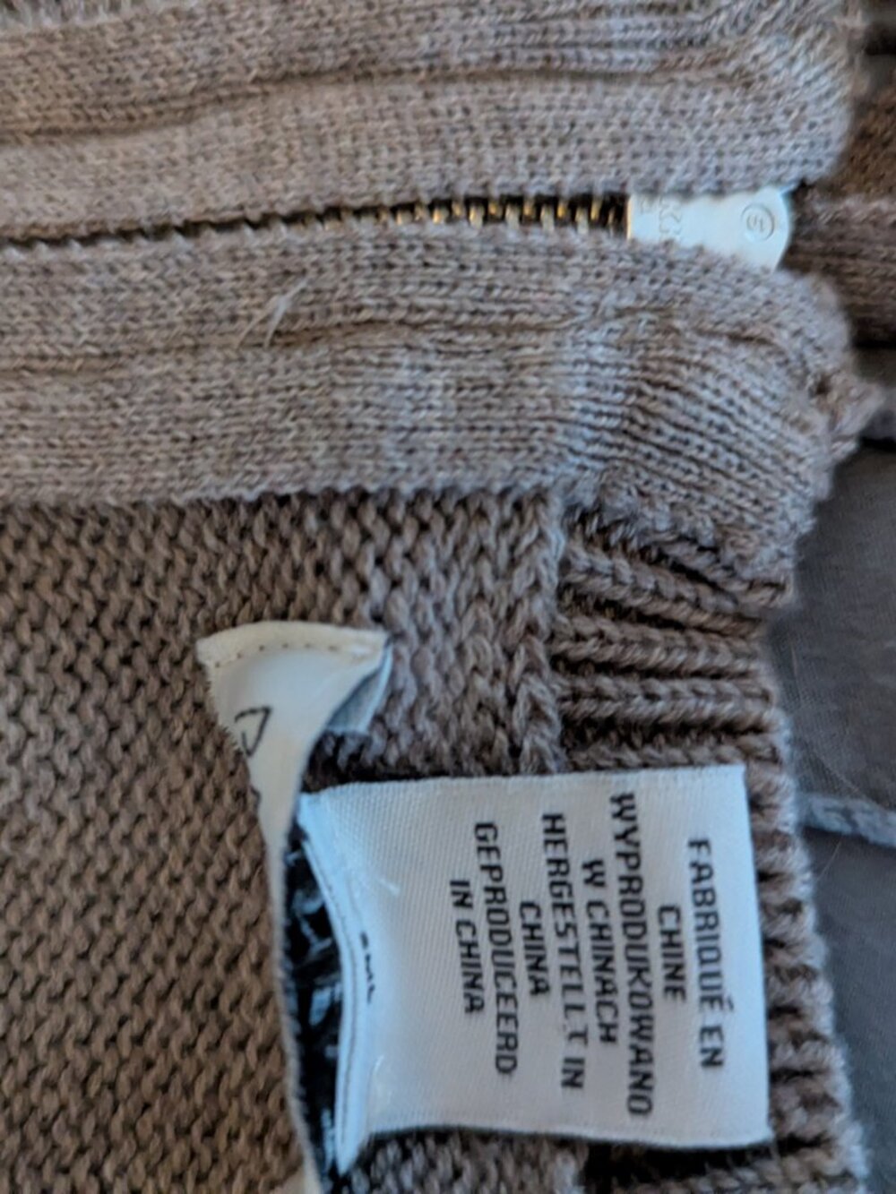 Rachel Zoe Neutral Zip Back Knit Sweater Color Block Pullover Large Cotton Blend - Picture 7 of 7